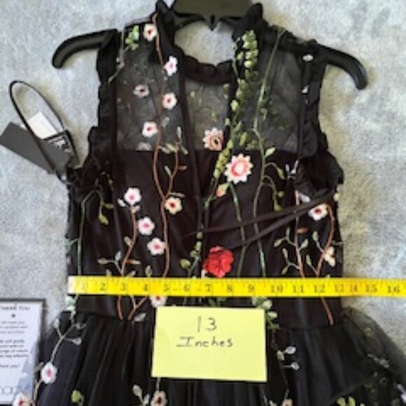 Spring Flower Embroidered Black Sleeveless Dress "New w/Tags, Never Worn" - Picture 2 of 8